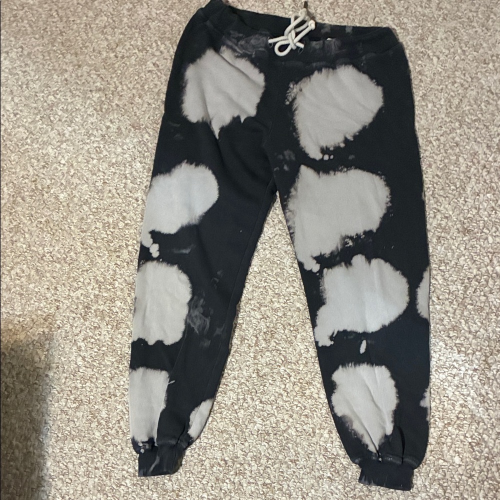THE GREAT. Black and White Tie-Dye Joggers